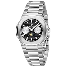 Quartz Women's Watches Luxury Stainless Steel Waterproof Wrist Watch for Women, Ladies Wristwatch, Synthetic Sapphire, Auto Date, Moon Phase, Week Display
