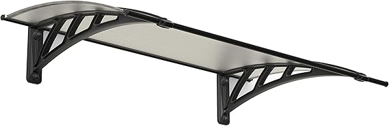 Palram - Canopia Neo 1180-4 x 3 Window & Door Awning for Door Entrance, High-End Polycarbonate Patio Canopy with Clear Panels, UV Protection, Modern Gray Metal Frame, Weather Resistant Overhang