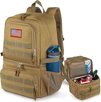 Tactical Double Deck Cooler Backpack for Men,Large Lunch Backpack with 2 Compartment,Soft Cooler Bag